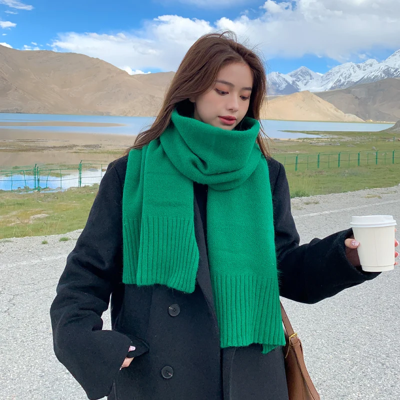 

2025 последние стили, женский осенне-зимний длинный шарф, шерстяной, красный, зеленый, рождественский шарф, стильный, теплый, мягкий, массивный, шаль, шарфы