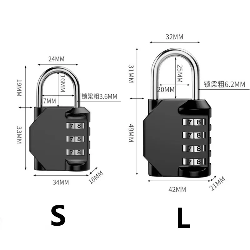 4 Digit Padlock Password Locks Zinc Alloy Weatherproof Lock Outdoor Mechanical Lock For School Gym Locker/FenceHasp Secur