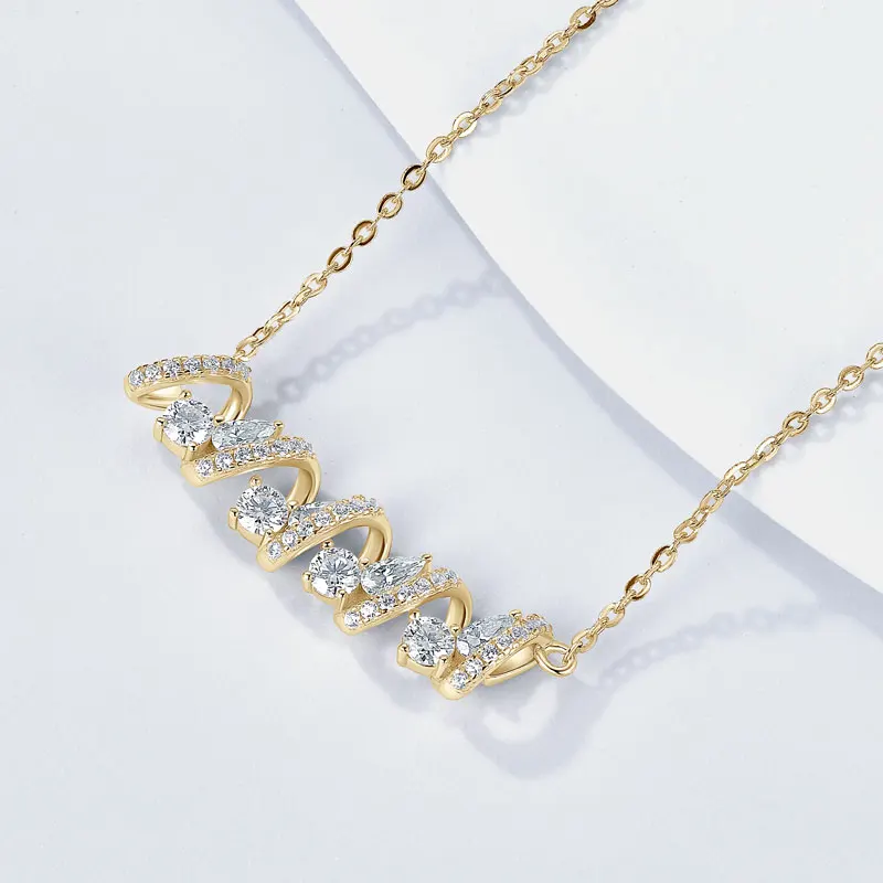 IOGOU Luxury D1.0CT vvs1 Moissanite Diamond Long Wavy Necklace for Women Real 925 Silver Engagement Jewelry Certified Original