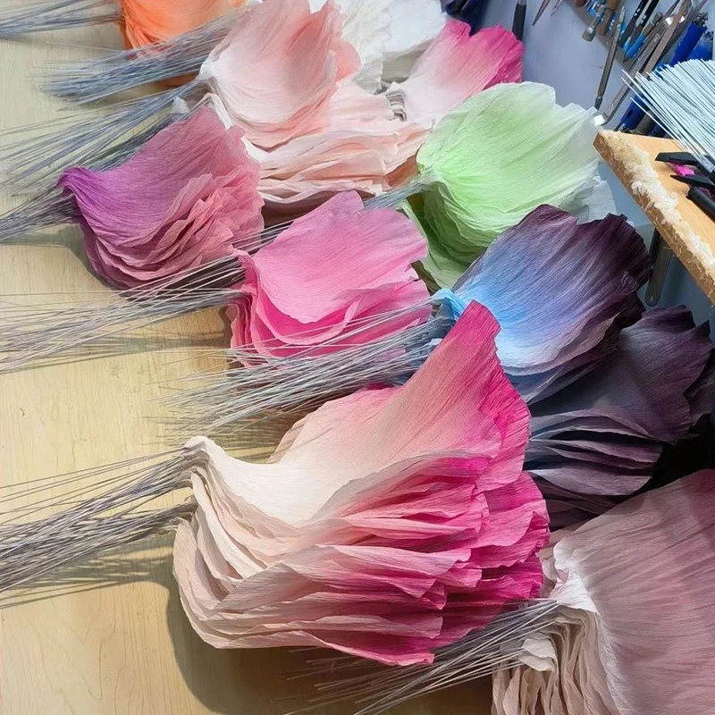 10 Pcs Crepe Paper Petals Artificial Peony Flower Diy Handmade Wedding Decor Paper Flowers Birthday Party Home Background Wall