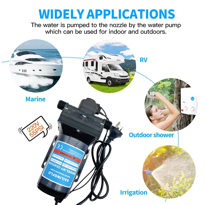 Singflo HY- 304554 R 3GPM 55PSI 220 فولت التيار المتناوب مضخة قارب كهربائي المحمولة البحرية والدراجات النارية مضخة مياه للري والزراعة #6