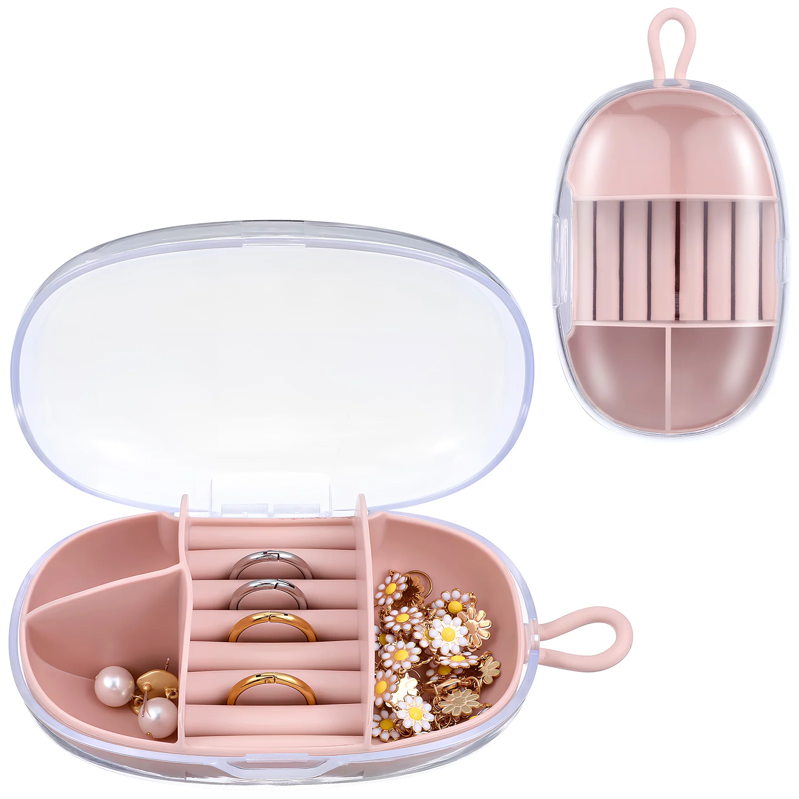 

Portable Jewelry Size ganizer Travel Size Jewelry Holder Case Clear Display Women Small Storage Ring Boxes Vanity Travel