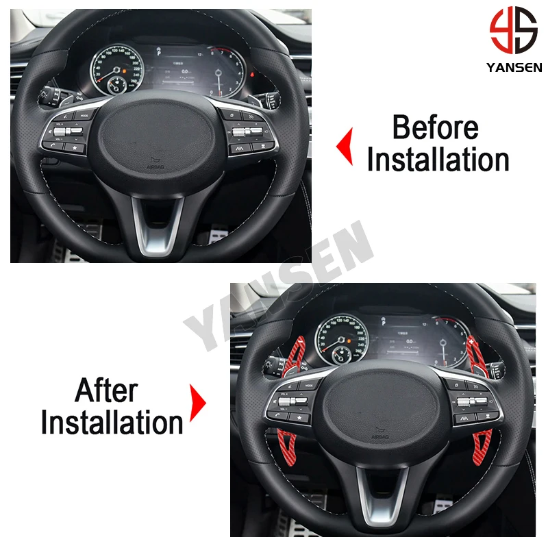 New Carbon Fiber Pattern Steering Wheel Shift Paddle Shifter Extension For Hyundai Elantra Sonata Tucson Genesis G70 Accessories