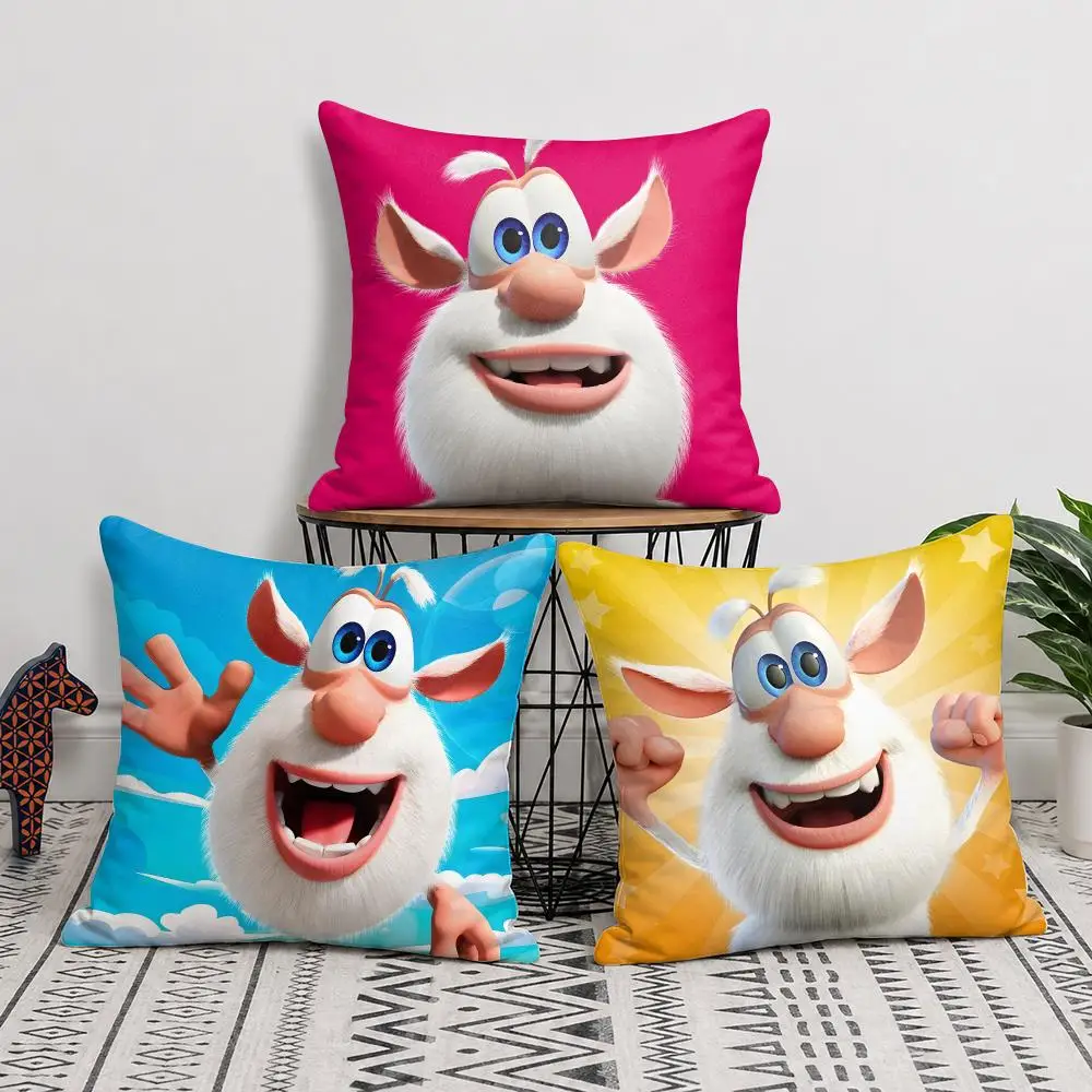 Cartoon B-Booba Funny Cute Cushion Cover Double-Sided Plush Sofa Pillow Covers Organic Breathable Invisible Zipper