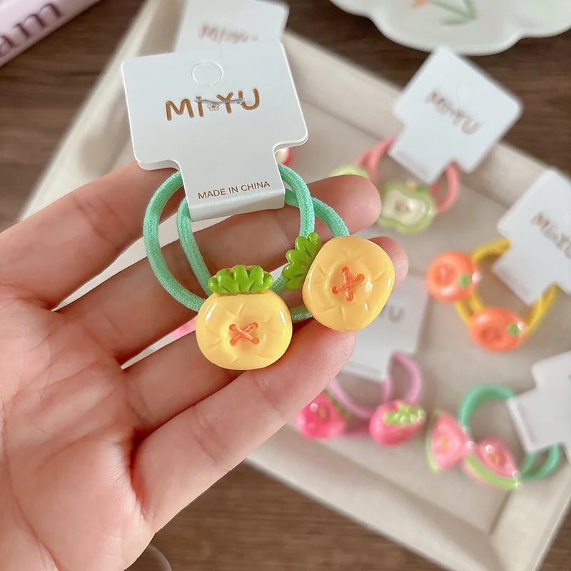 

2 шт., эластичные ленты для волос с милыми мультяшными фруктами, летние плетеные волосы для девочек, веревки для волос ярких цветов, повязка на голову принцессы, аксессуары для волос