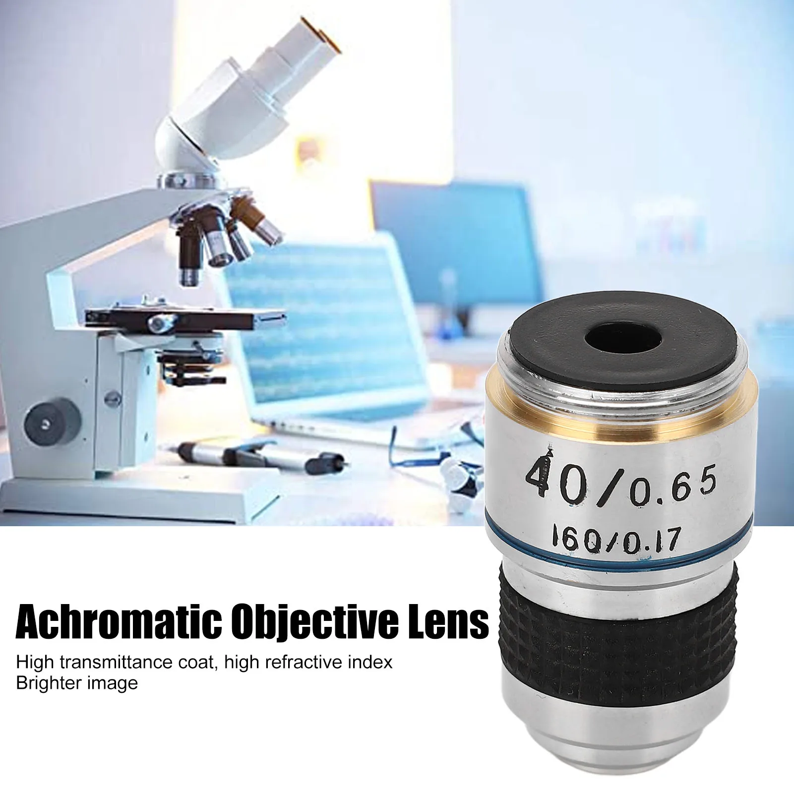 Objectif de microscope biologique 40X 185 achromatique standard avec filetage RMS