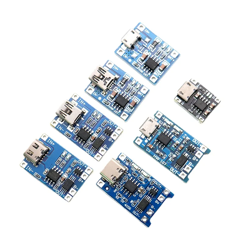 5pcs 5V 1A 18650 TP4056 Lithium Battery Charger Module Charging Board With Protection Dual Functions 1A Li-ion