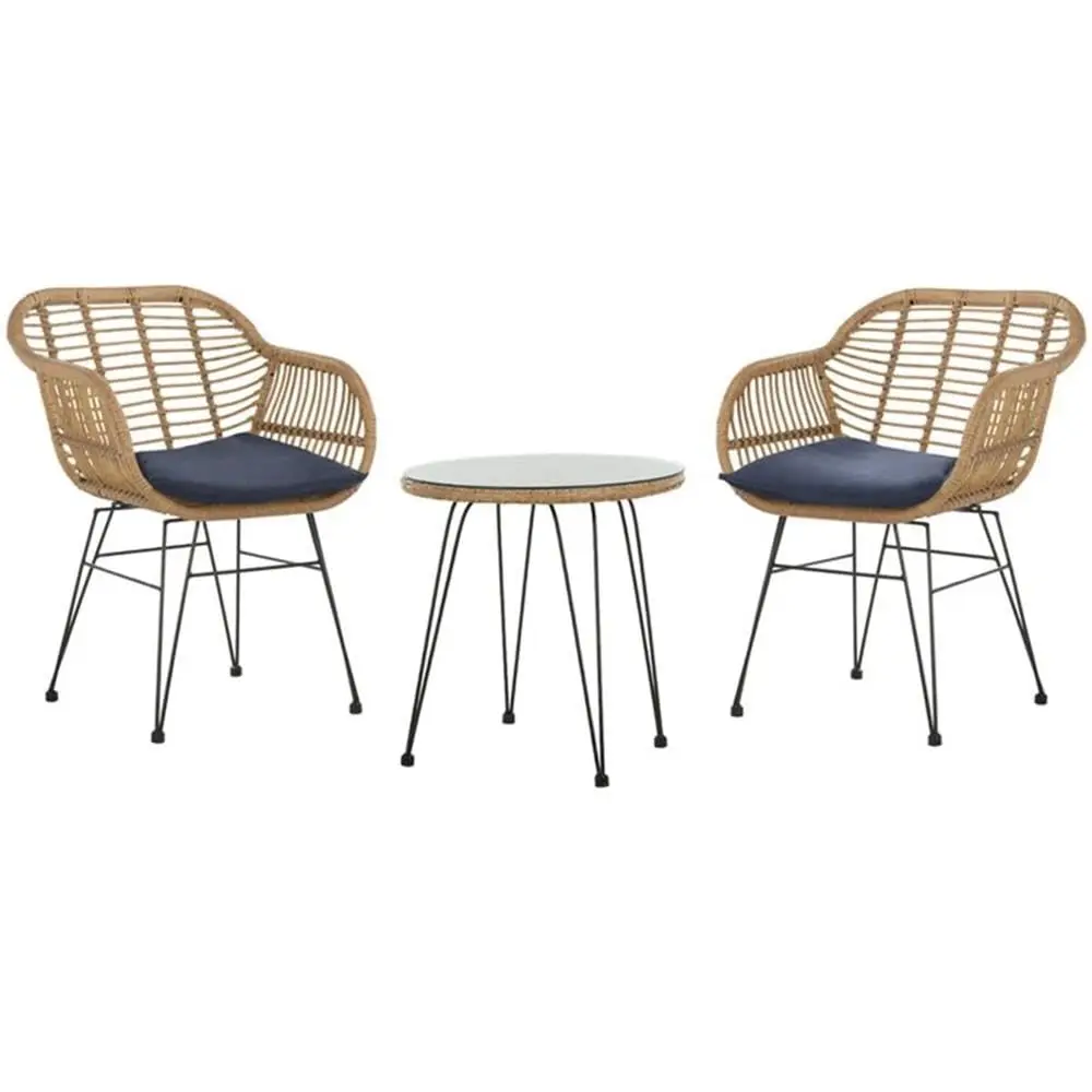 3-Piece 3-Piece Rattan Patio Sofa Set, Outdoor Wicker Furniture, Durable Seating for Backyard Garden, Brown Navy, Customized - Aliexpress Deal