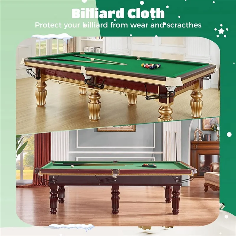 

TURE 8Ft Pool Table Felt Cloth Billiard Protector With 6 Cloth Strips Used For Clubs,Bars