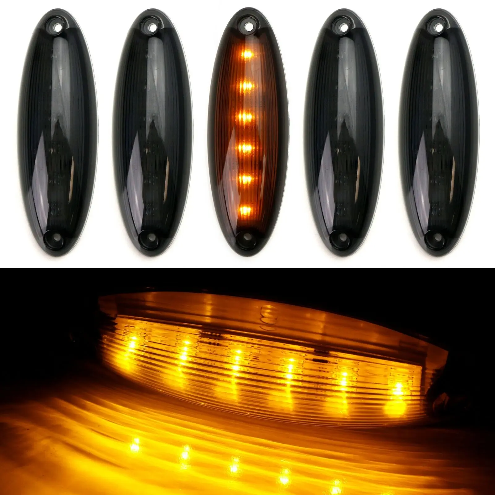 5Pcs/Set 12LEDs Car Lights New Dome Signal Light Fit For Freightliner Cascadia Replacement Car Accessories LED Roof Signal Lamps