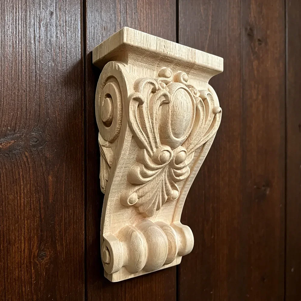 15-25cm Wooden Embossed Head Girder Exquisite Classic Carved Applique Furniture Decal Wood Color Home Decoration Accessories