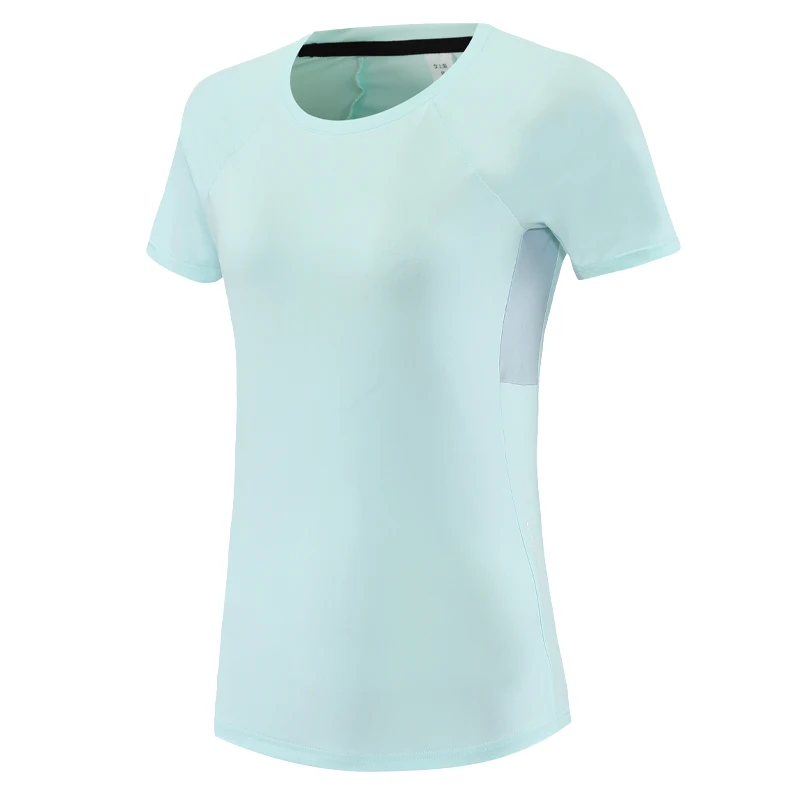 

Yoga Short Sleeves Patchwork Breathable Running Sports Stretch Quick Drying Fitness Tee Exercises Workout Training Shirt