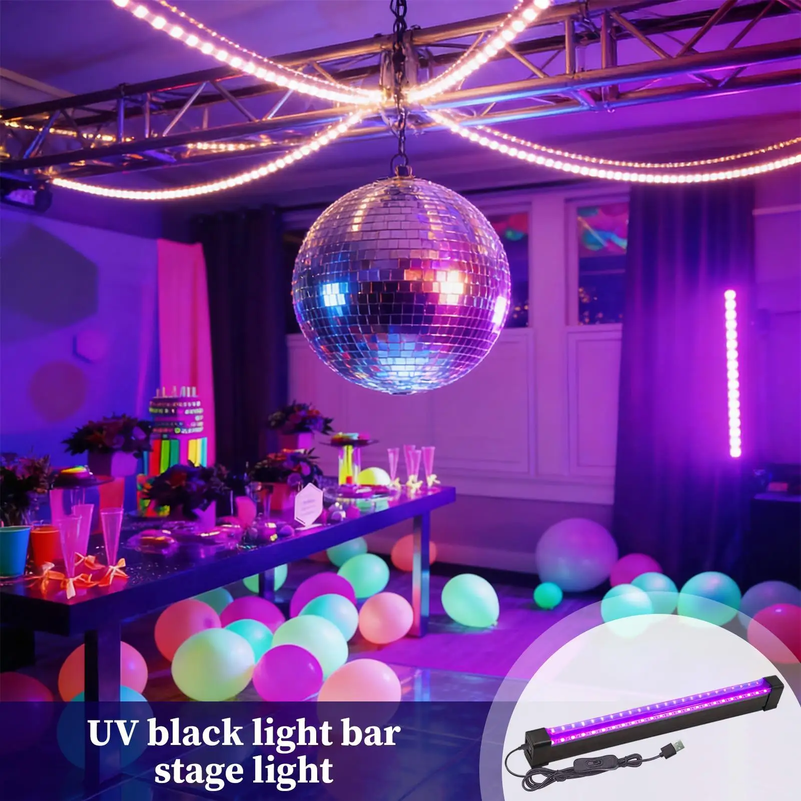 Black Light LED Bar Portable Fluorescent Magnetic 9W USB Fluorescent Black Light Strip For Home Club Living Room Bedroom Wall