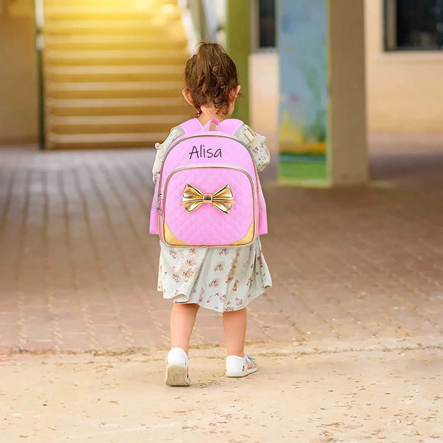 Personalizado bordado pré-escolar saco, jardim de infância crianças mochila, personalizado seu texto, meninas, criança, 11"