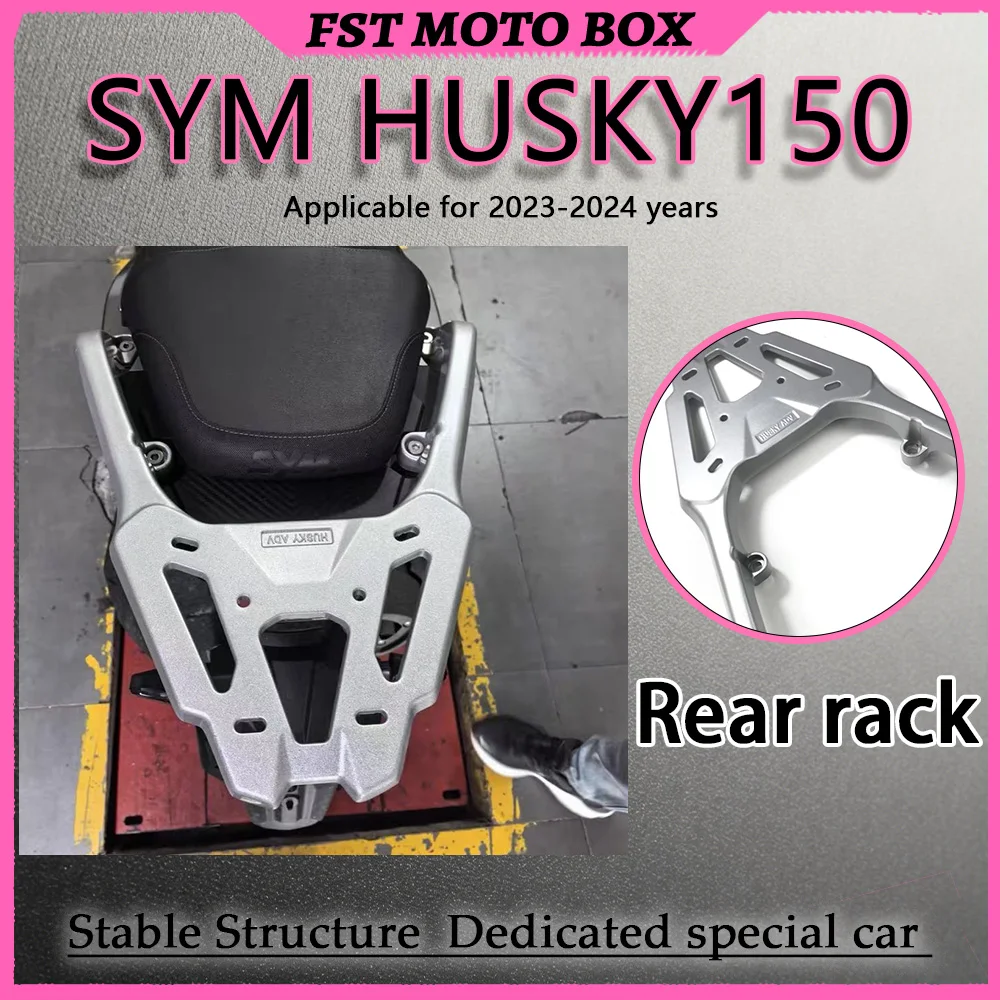 FOR SYM Husky ADV150 Rear Box Rack Matte Black Die-Cast Aluminum Alloy with Balanced Force Distribution Multiple Points Wear