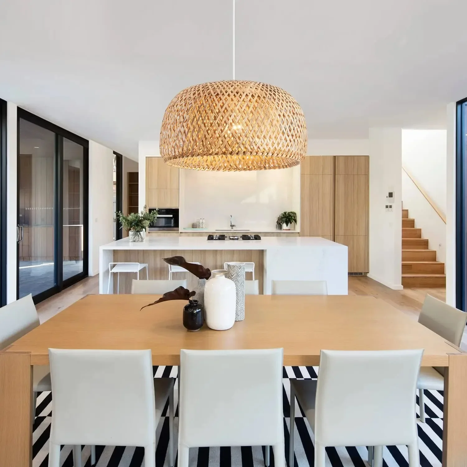 

Bamboo Lantern Pendant Lamp Natural Rattan Wicker E27 Chandeliers Hand-Woven Bamboo Lampshades Lighting Fixtures Hanging Light