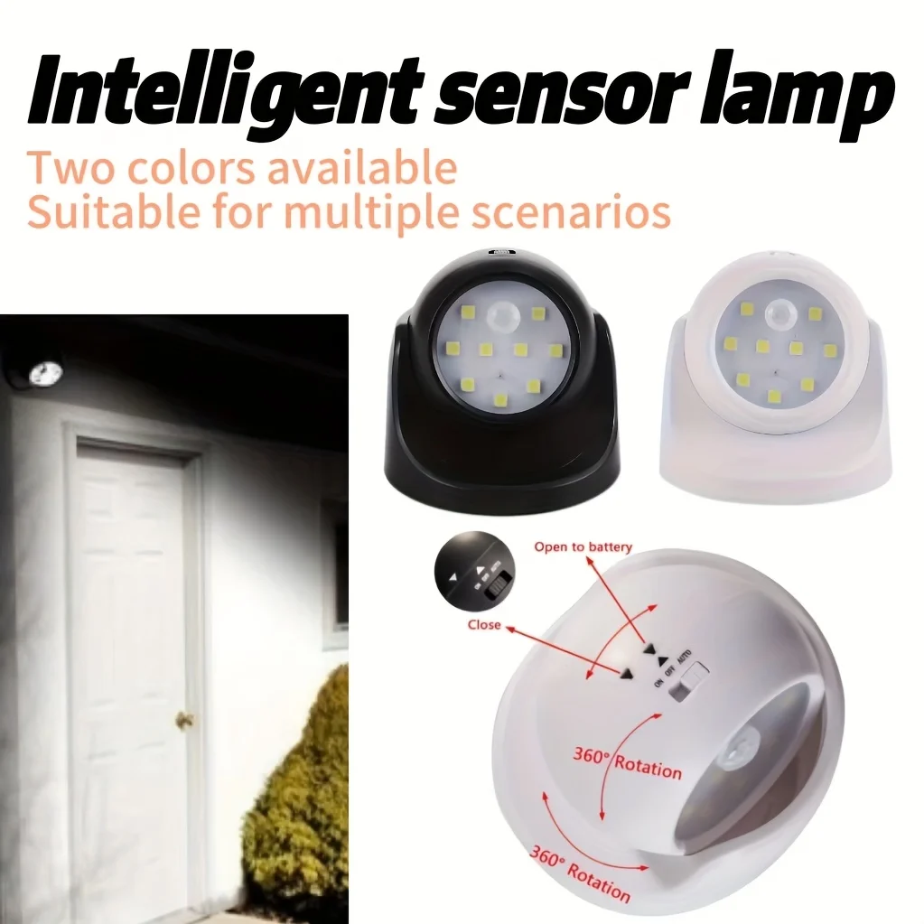 C5 9 LED Wireless Motion Sensor Night Light 360 Degree Rotation Night Light Night Lamp Wall Light Lamp Battery Power Auto On Off