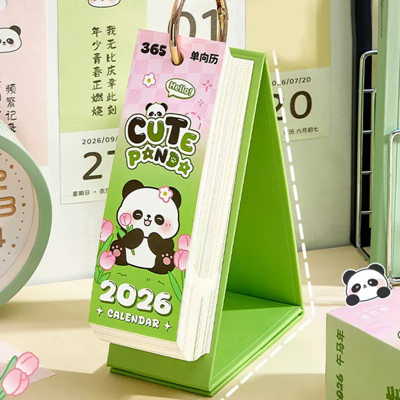 

Настольный календарь на 2026 год с переплетом золотого кольца, 365-дневная живопись с милой пандой, вдохновляющие цитаты, односторонняя страница, ежедневник