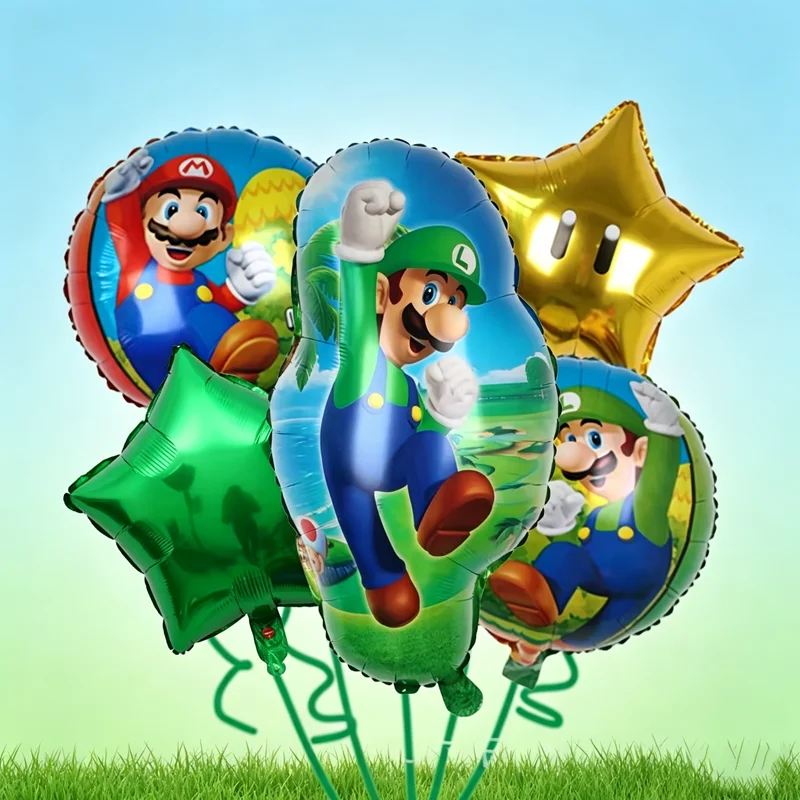 Kit de Fiesta de Cumpleaños de Super Mario Bros, Globos de Látex, Vajilla Desechable, Banner de Fondo, Decoración para Eventos Infantiles