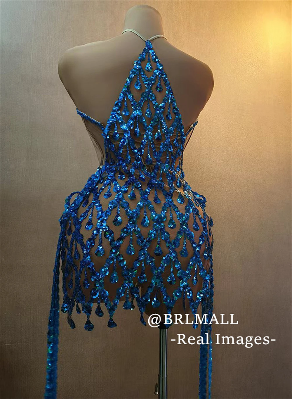 Sexy durchsichtiges kurzes Ballkleid für Frauen BRLMALL 2025, neue formelle Abendkleider, Neckholder, Kristalle, Partykleider, echte Fotos