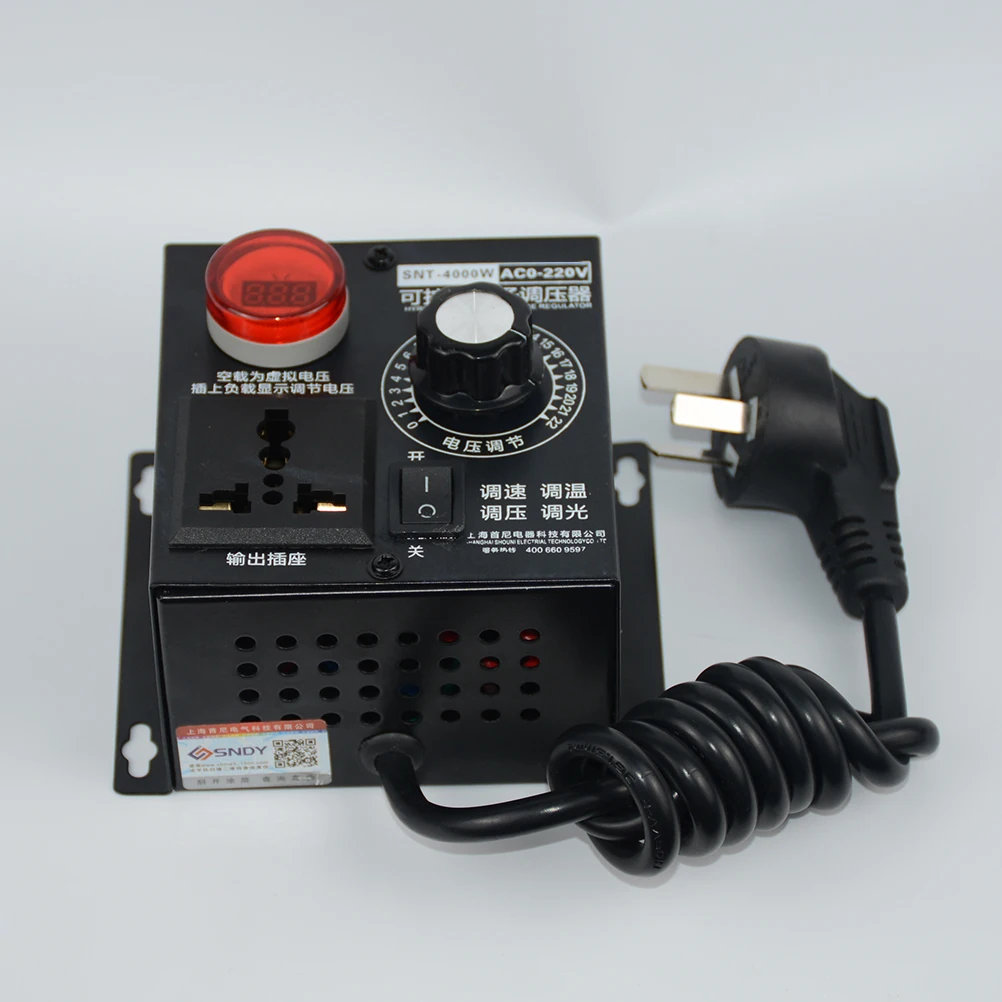 

220V Voltage Regulator Fan Motor Control Light Modulator 0-4000W Power Adjustable Household Industrial Electrical