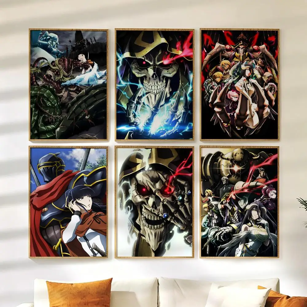 O-OVERLORD Anime Poster Wall Stickers HD Painting Self Adhesive Art Decals for Bedroom Living Room Home Decor