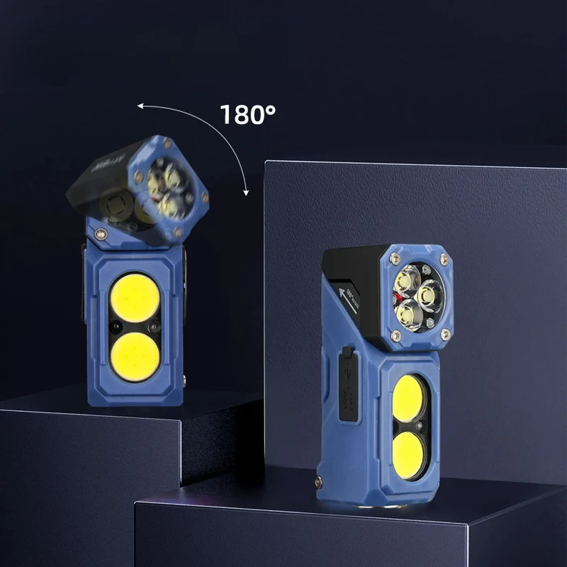 

YEMAO T615 LED Rechargeable Flashlight Multi Functional Hat Clip Lamp 500 Lumens High Beam Bicycle Light Floodlight Work Light