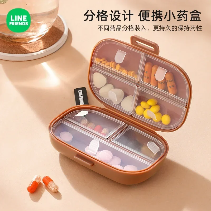 Split Pack Sealed Medicine Box Line Friends Brown Anime Kawaii SALLY Portable Cover Divided Storage Box Moisture Proof Dispenser