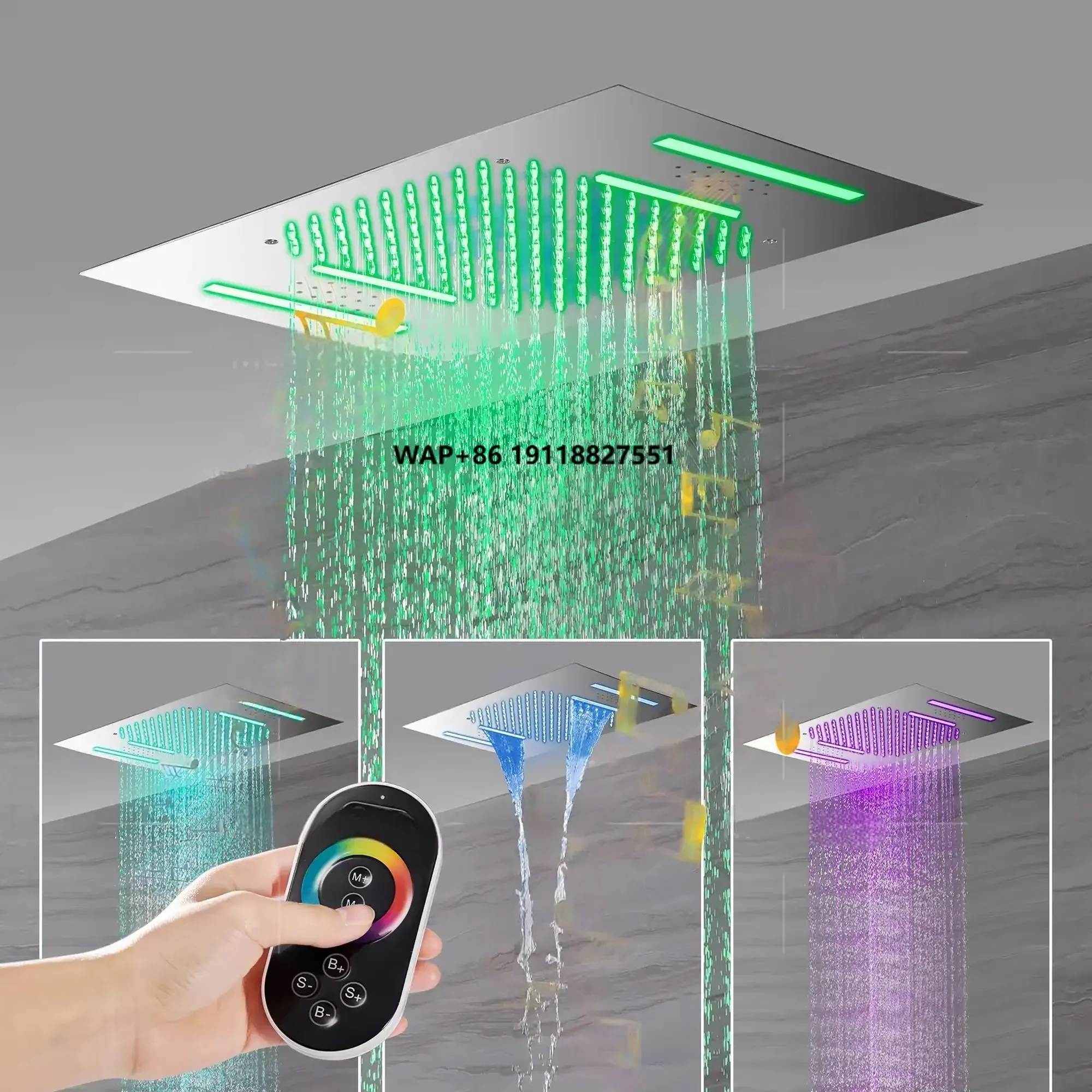 

HLK Luxury Bathroom Shower Faucet LED Thermostatic Set Music Rainfall Shower Head Body Jet Hot Selling Brass Ceramic Material