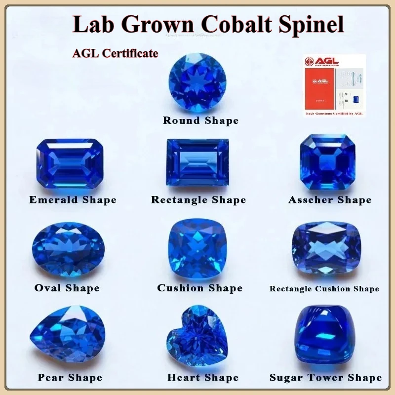 

Lab Grown Cobalt Spinel Fire Lotus Color Various Shapes Gemstone For Earring Pendant Jewelry Making Selectable AGL Certificate