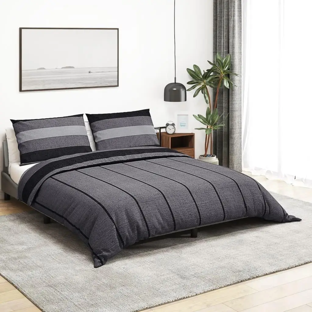 Dark Grey Cotton Duvet Cover Set 140x200 cm - Luxury Bedding for Cozy Comfort