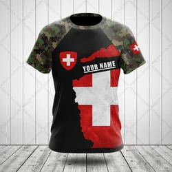 Switzerland Flag Camouflage Customize T-shirts Summer Unisex Oversized Tees Casual Short Sleeve Tops Adults and Kids Sportswear