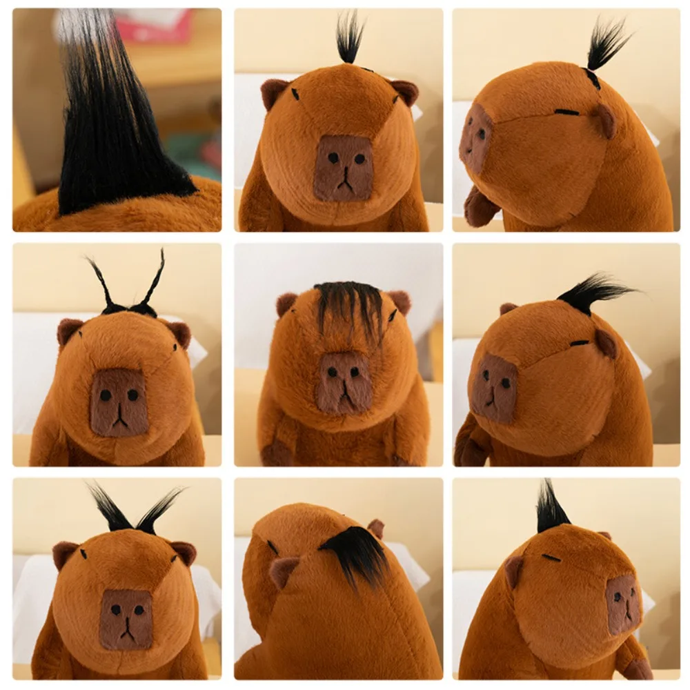 Capybara Plush Toy Kawaii Stuffed Animals Fluffy Capybara With DIY Hair Soft Plush Sleeping Pillow Girl Birthday Toys Cute Gift