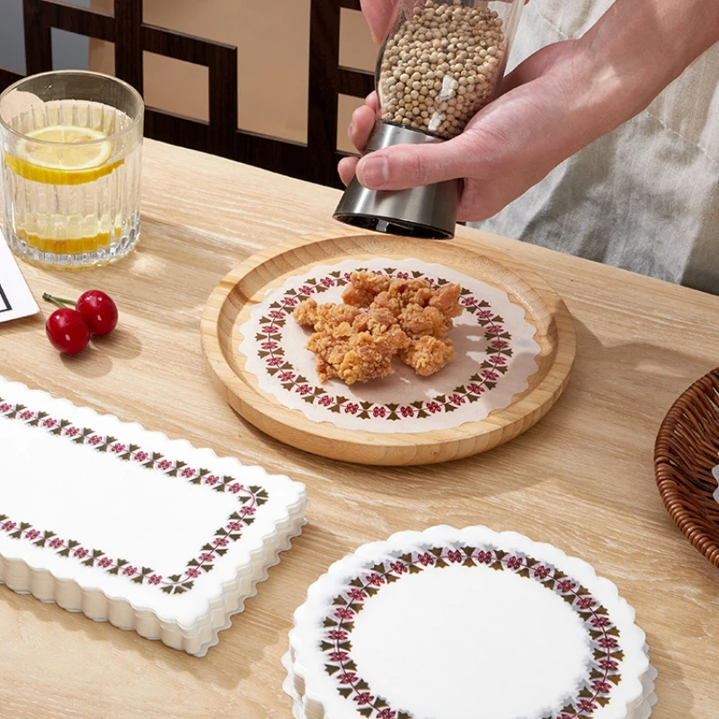 White Greaseproof Paper Doilies, Round Paper Disposable Placemats for Wedding, Birthday, Tableware Decoration, Pack of 100