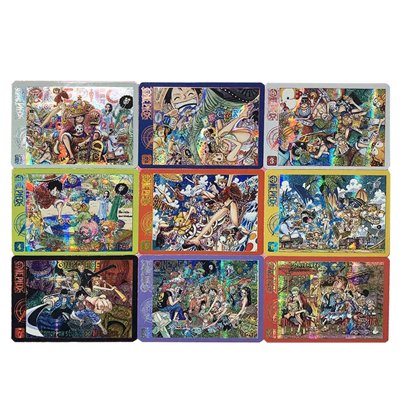 9Pcs/set Diy Self Made One Piece OPCG Luffy Collection Card Color Flash Refraction Classic Anime Cards Gift Toys