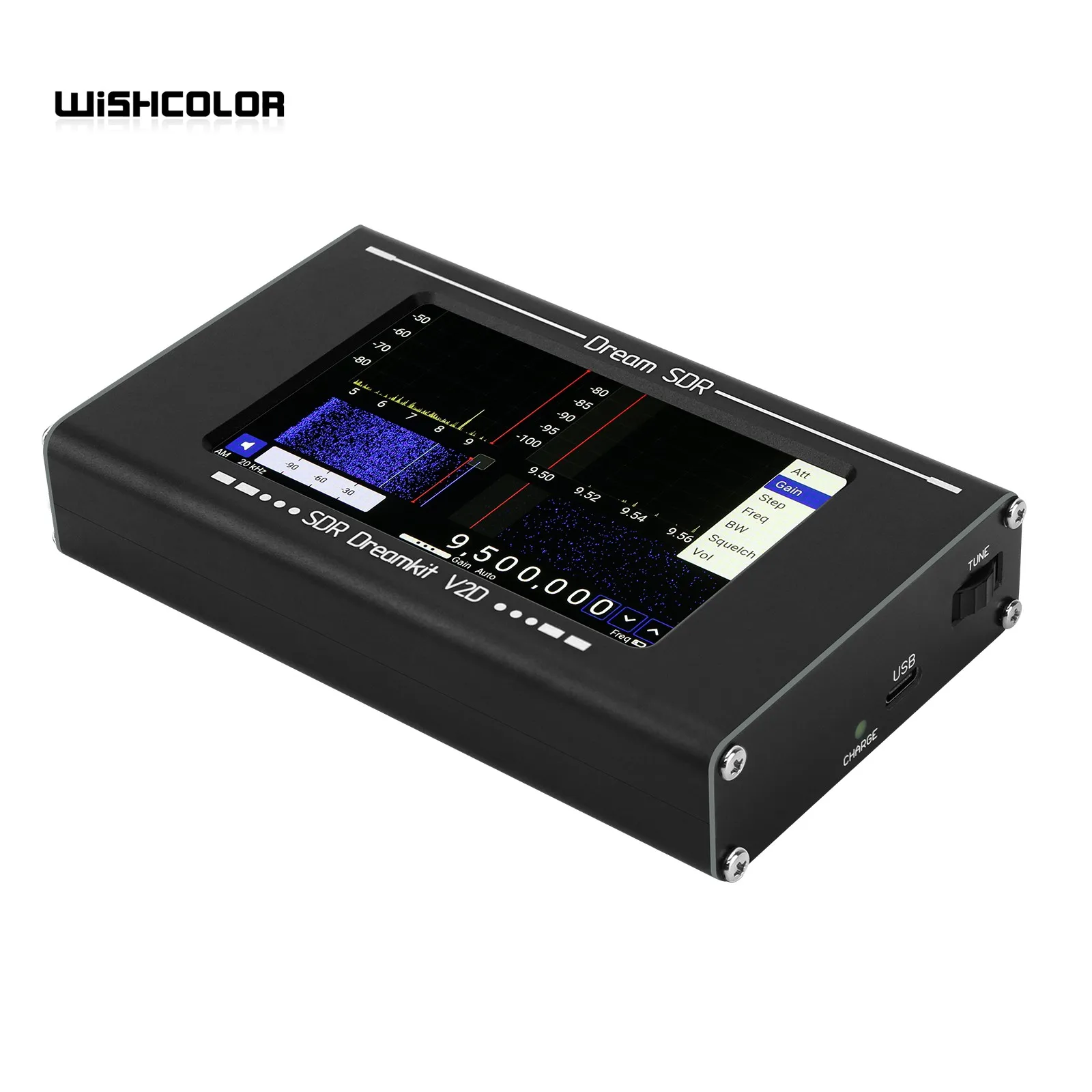 HAMGEEK SDR Dreamkit V2D 100KHz-2800MHz All Band Radio Portable Radio Receiver with 5.3MHz Bandwidth 4" Screen for PC