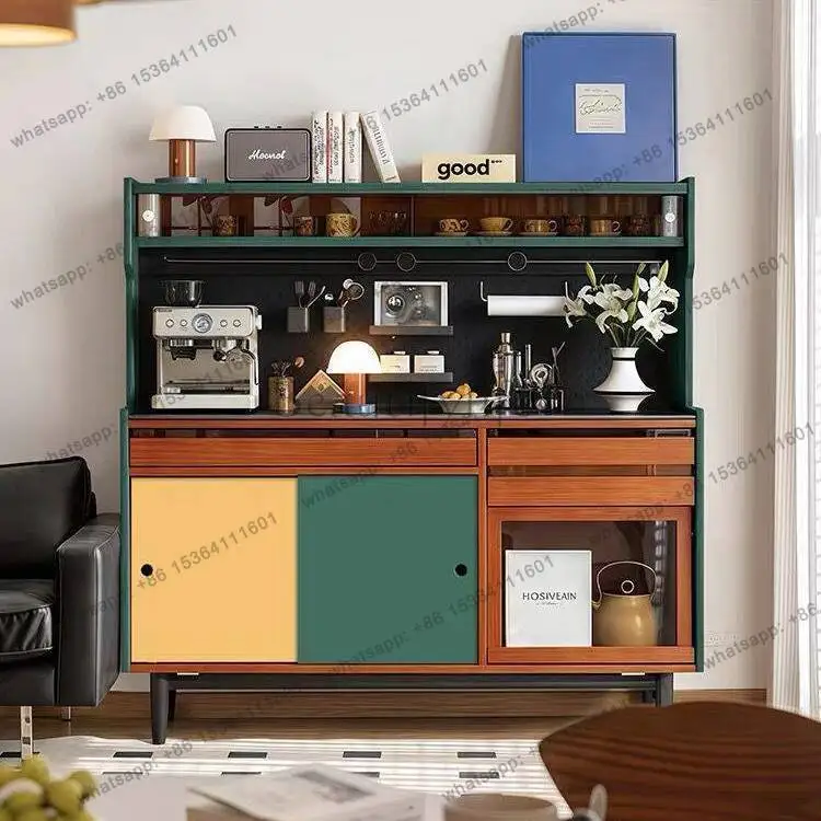 

Solid wood slate sideboard home small apartment storage coffee and tea cabinet