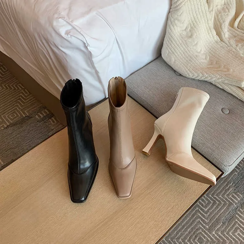 

Новинка 2024, женские ботильоны, модные женские элегантные короткие ботинки с острым носком, осенне-зимняя женская повседневная обувь на квадратном высоком каблуке