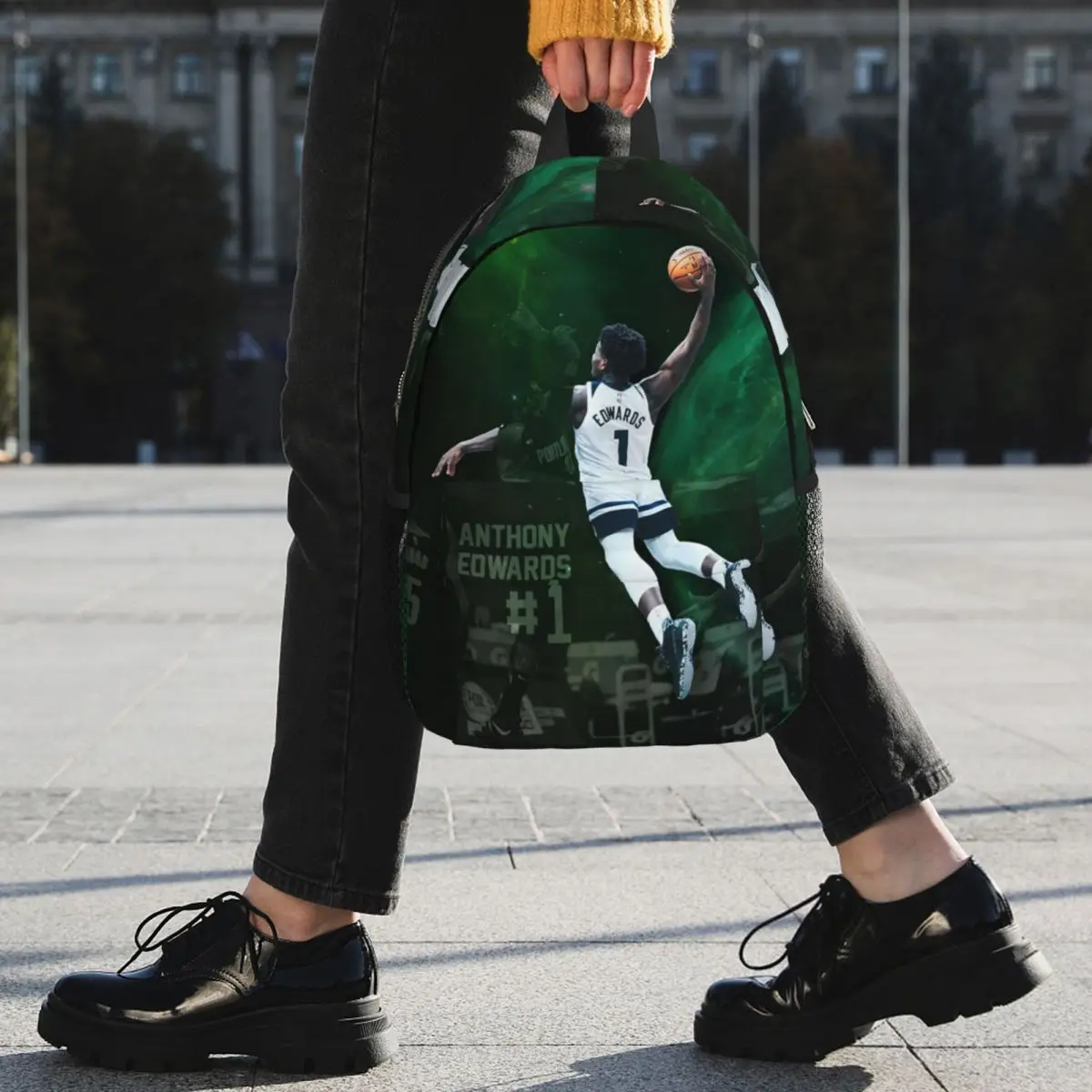 Anthony Edwards Tapeten-Rucksack für Timberwolves-Fans, Schultasche, Schulranzen, Computer-Umhängetasche für Jungen und Mädchen