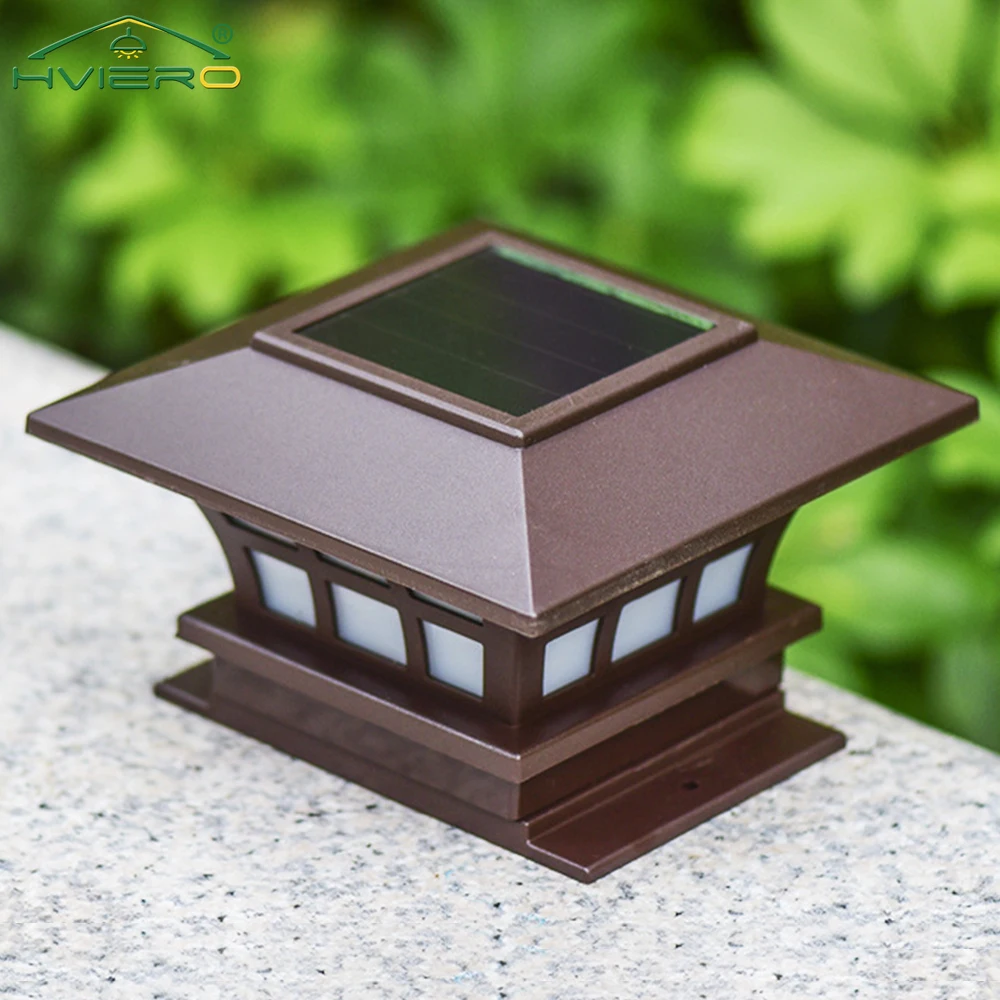 Solar LED Coffee Post Head Light Warm White Outdoor Garden Inductive Waterproof Decoration For Courtyard Park Lighting Wall Lamp