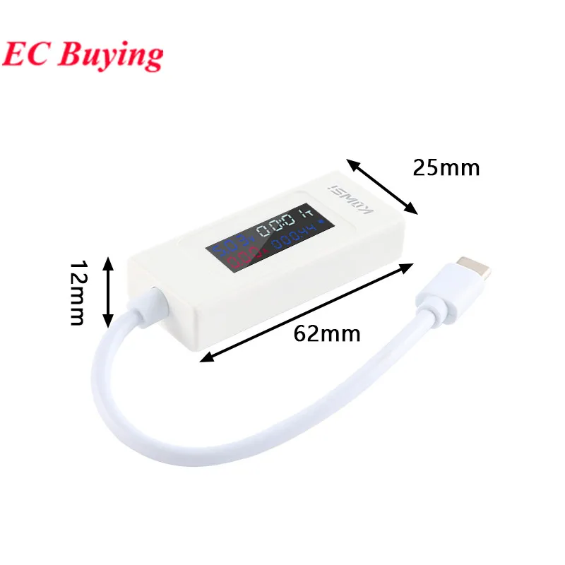 4-30V 6.5A Voltage Type-C USB-C Tester Current Meter Timing Ammeter Digital Monitor USB Fast Charging Power Meter KWS-065C