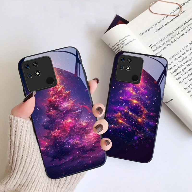 Лучшее для рождественской елки для Xiaomi Mi 9 SE 12 12T 13 13T 14 Pro 11 A3 2 6X Pocophone F1 10T Lite 5G Mix Черный стеклянный чехол для телефона Лучшее для рождественской елки для Xiaomi Mi 9 SE 12 12T 13 13T 14 Pro 11 A3 2 6X Pocophone F1 10T Lite 5G Mix Черный стеклянный чехол для телефона