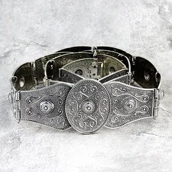 Sunspicems Caucasus Rivet Belt for Women Antique Gold Silver Color Emboss Waistband Turkey Metal Waist Chain Body Jewelry