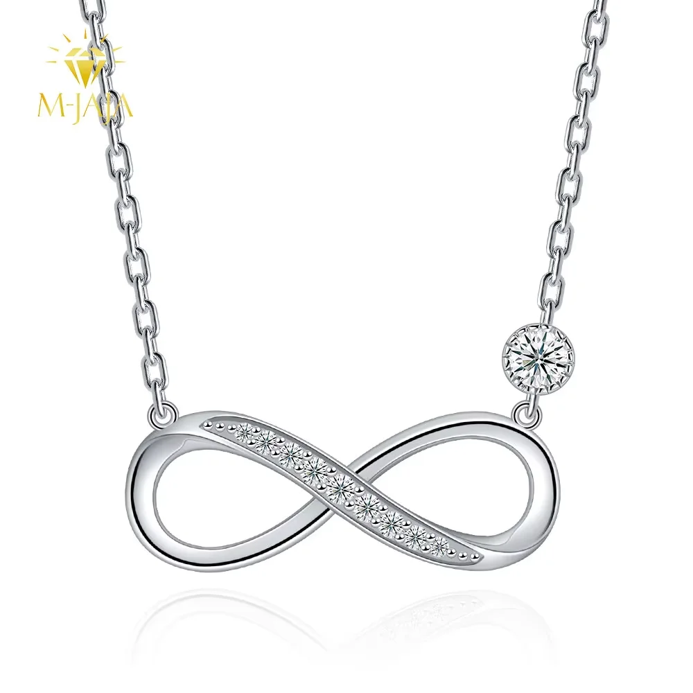 

M-JAJA Moissanite Necklace Möbius Infinite Loop Pendant Necklace for Women 925 Sterling Silver 18K Gold Plated Fine Jewelry Gift