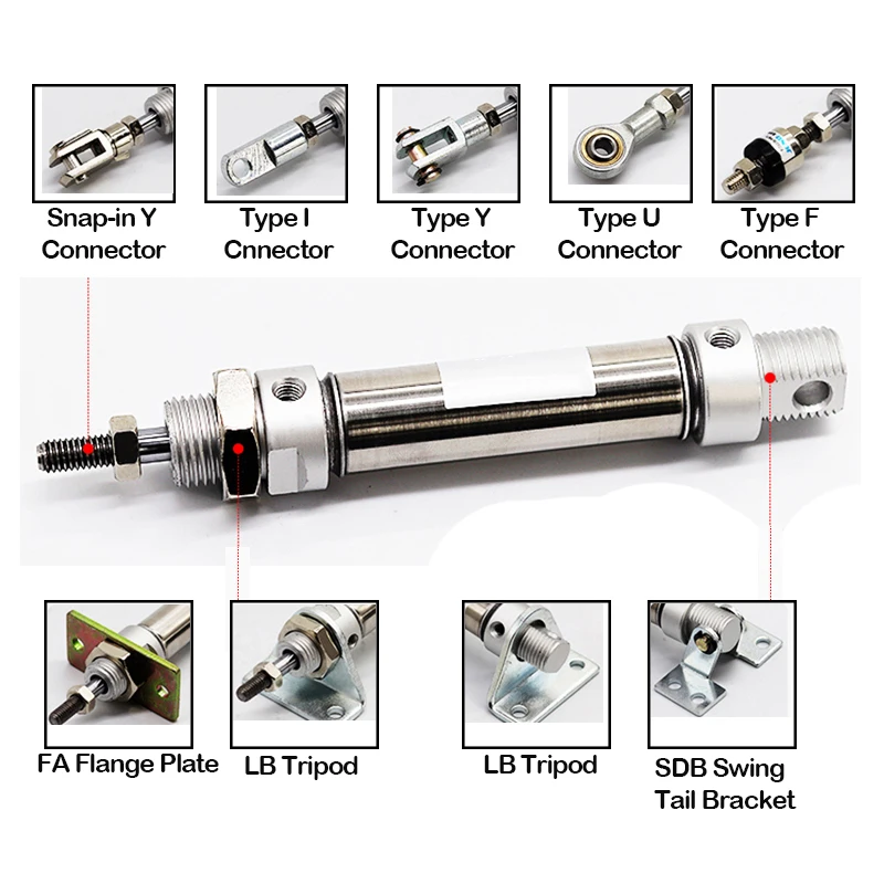 Miniatur-Pneumatikzylinder MA16 doppeltwirkend, aus Edelstahl, für die Miniatur-Pneumatikzylinder MA16 doppeltwirkend, aus Edelstahl, für die