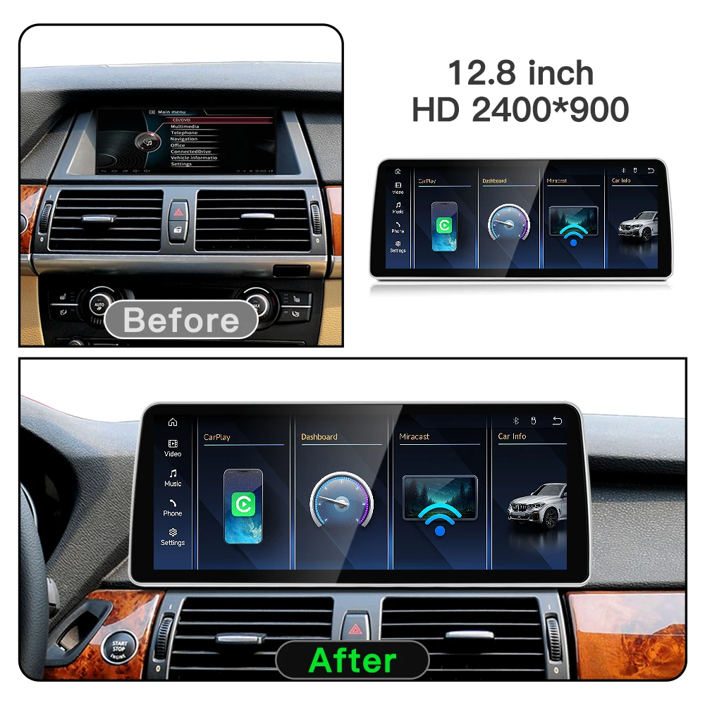STWEI 2026 New Linux System 10.25 12.8 Inch Thin Screen For BMW X5 X6 E70 E71 2008 2013 Wireless CarPlay Android Auto Car Video