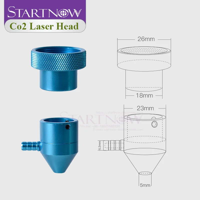 Testa Laser CO2 con Air-assist Connect per macchina per incisione Laser serie K40 diametro lente 12mm lunghezza messa a fuoco 50.8mm specchio 20mm