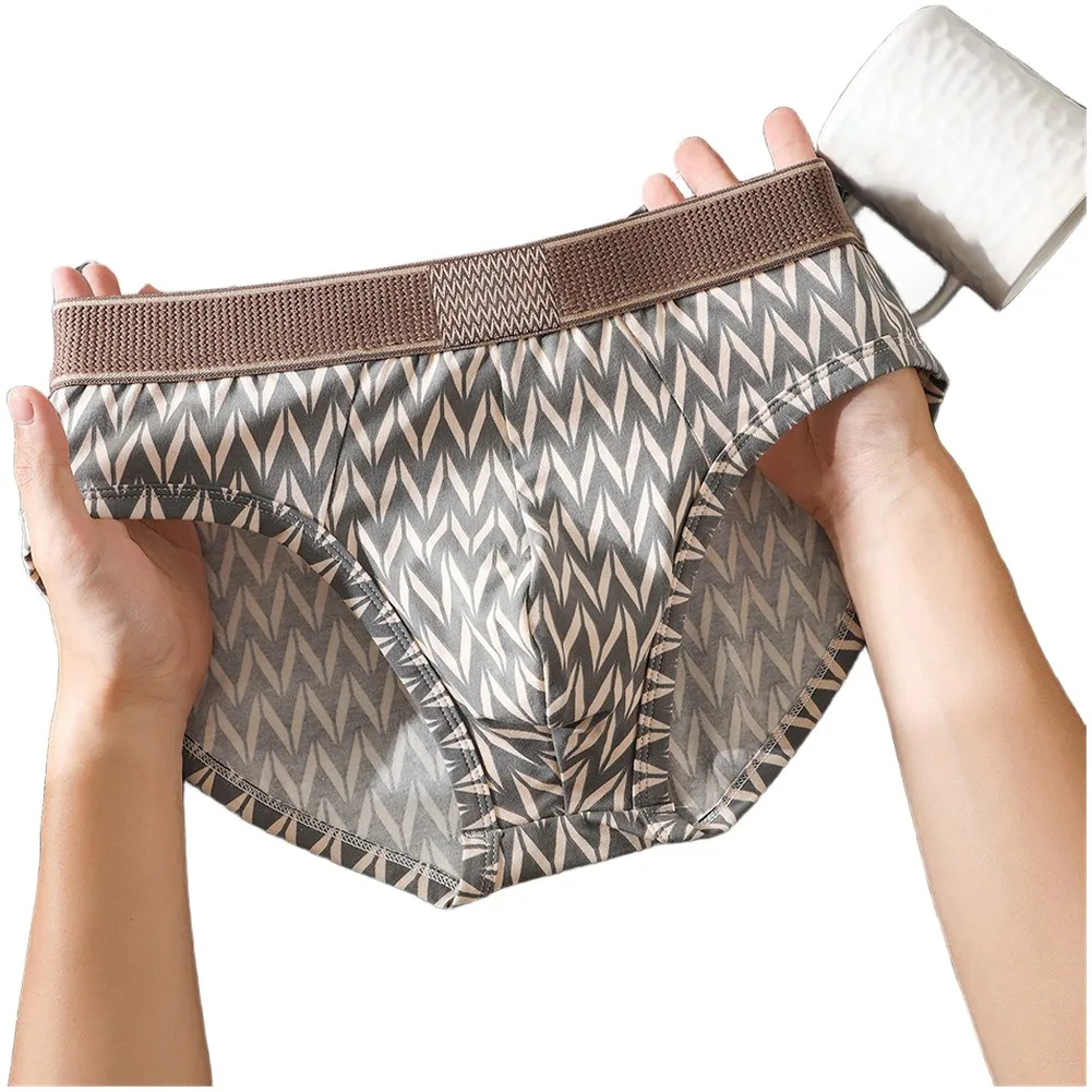 Men's Striped Cotton Briefs with Spandex Blend for Flexible Fit Breathable Performance and Simple Homewear Functionality