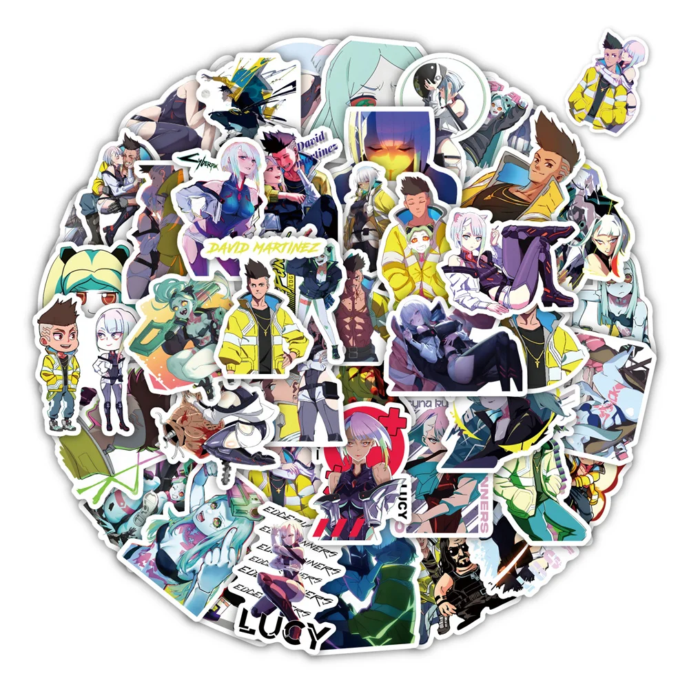 50PCS New Animated Edge Walker Cartoon Graffiti Personality Trend Guitar Decoration Sticker Water Cup  Sticker