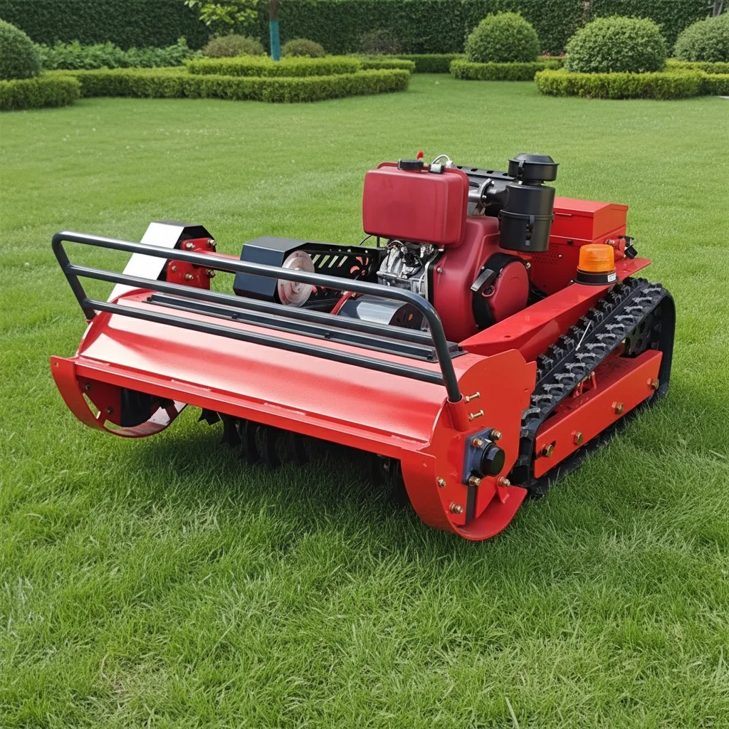 Diesel Forestry Mulcher Tractor Forestry Remote Control Industrial All Terrain Lawn Mower for Slope Mountain Grass Cutting